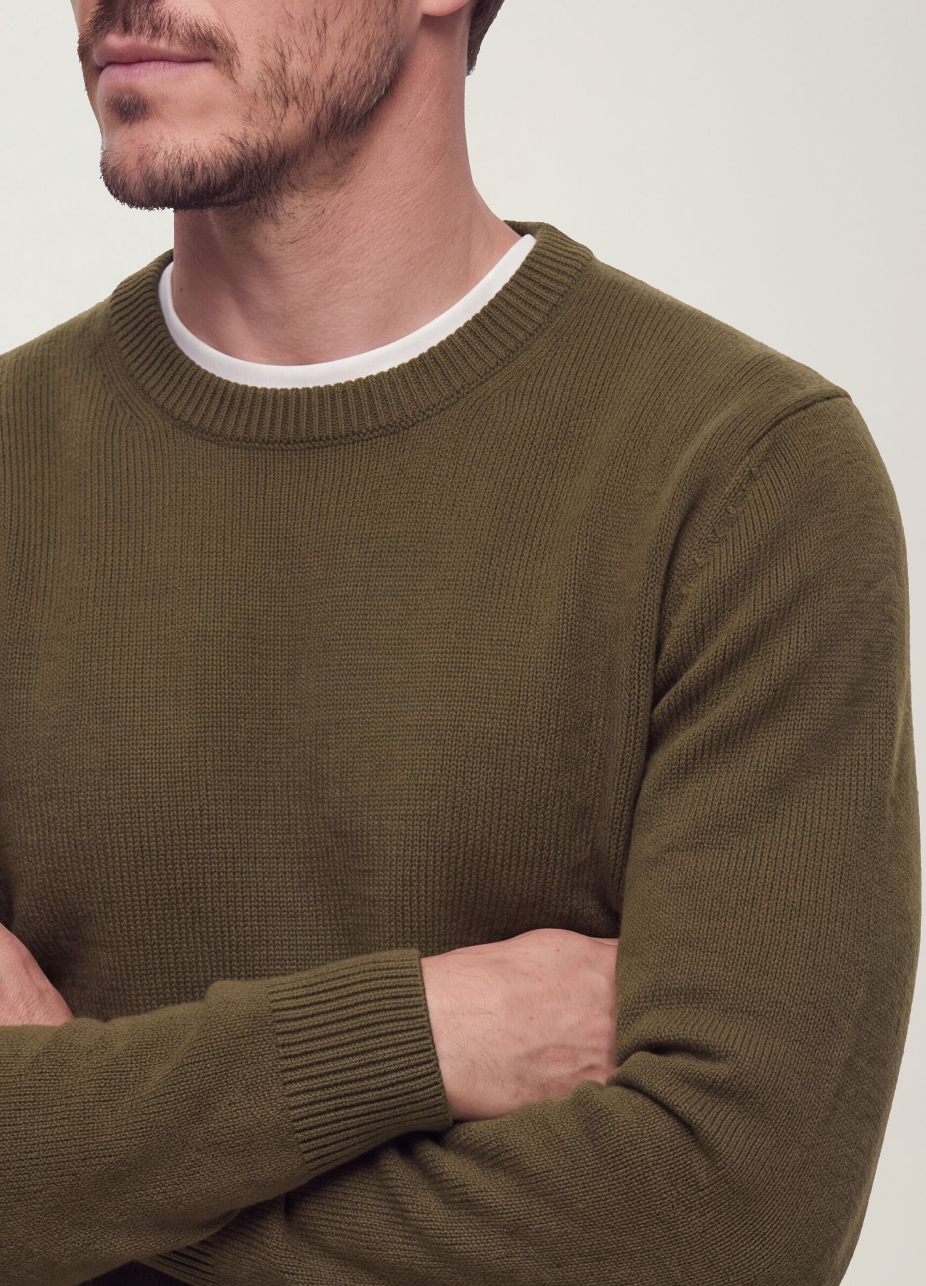 Maglia verde girocollo in jersey knit regular fit