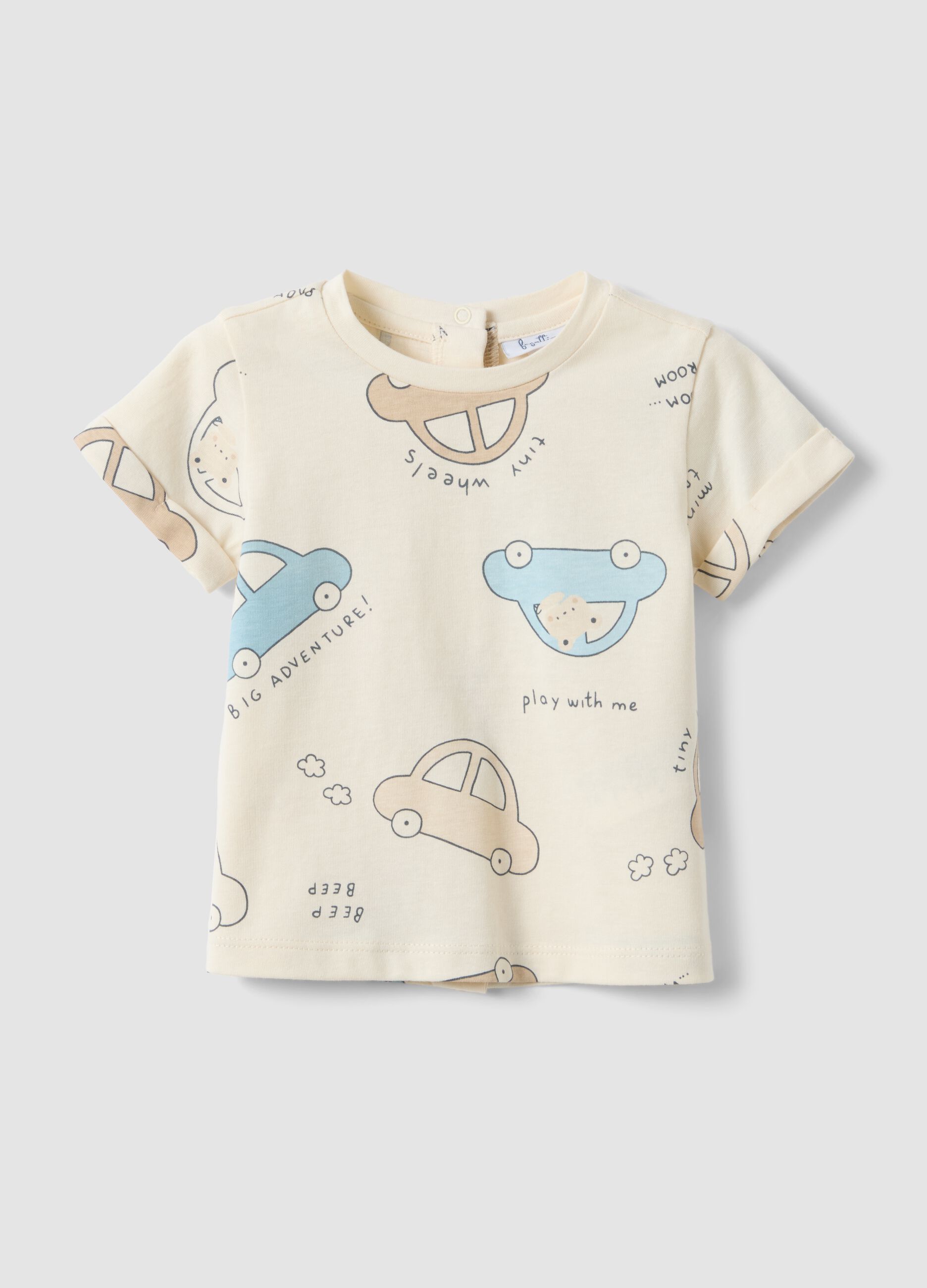 Baby's beige pure cotton regular fit T-shirt with prints
