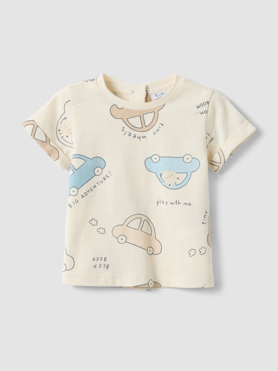 Baby's beige pure cotton regular fit T-shirt with prints_0