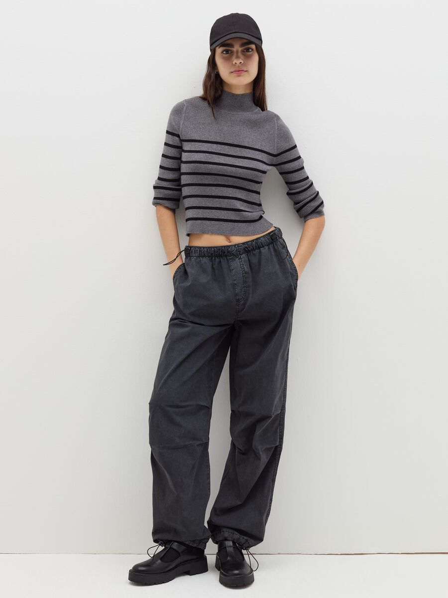 Pullover with striped mock neck_1