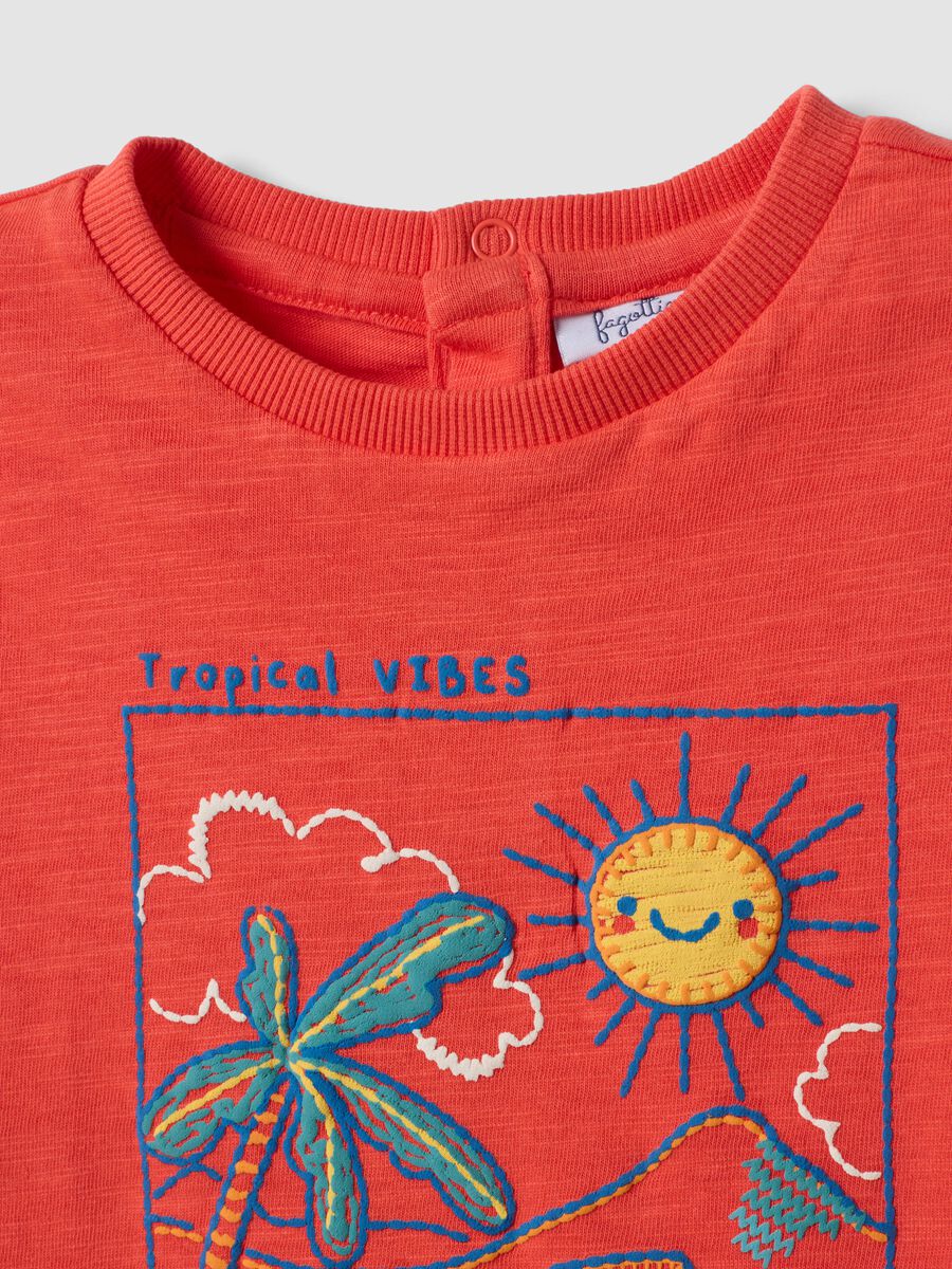 Red short-sleeve pure cotton oversized fit T-shirt for baby boy_2