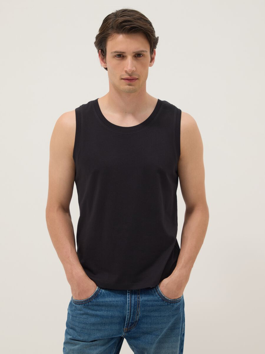 Black pure cotton vest_1