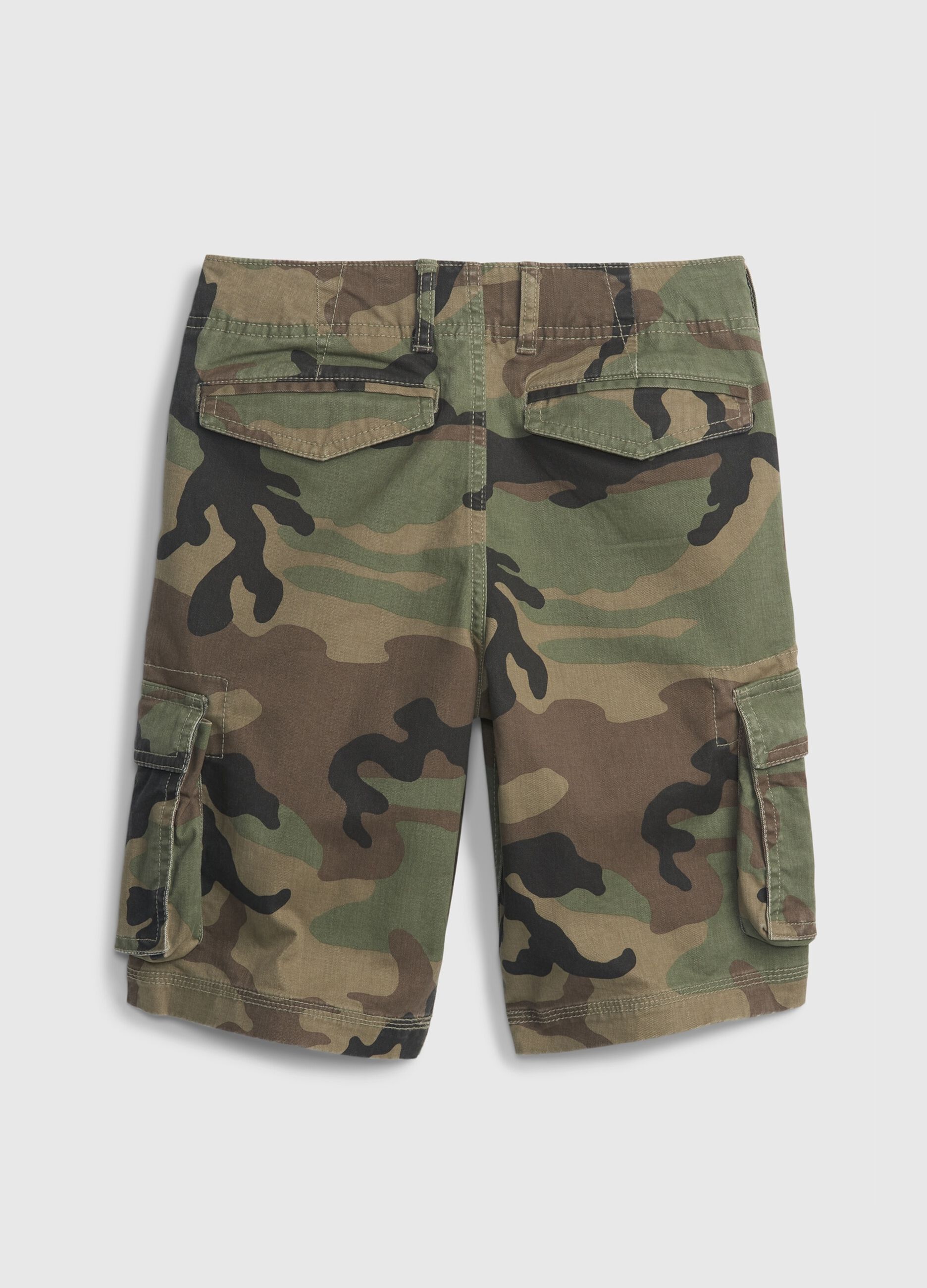Cargo Bermuda shorts in camouflage stretch cotton