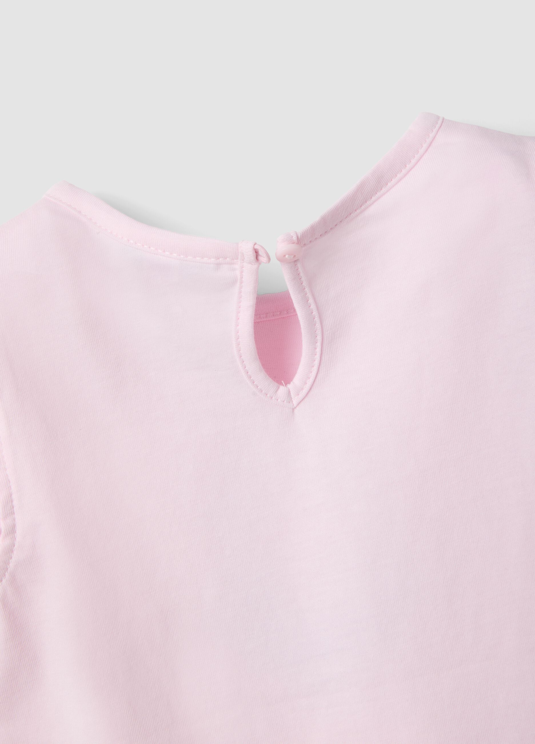 Rosa M&auml;dchen-Tanktop aus reiner Bio-Baumwolle mit Print und Volants