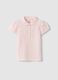 Girls' pure cotton pink polo with floral pattern, regular fit_0