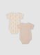 2-pack beige organic cotton baby bodysuits with Mickey print_1