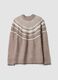 Beiger Jacquard-Pullover mit Rundhalsausschnitt in Oversize-Passform_0