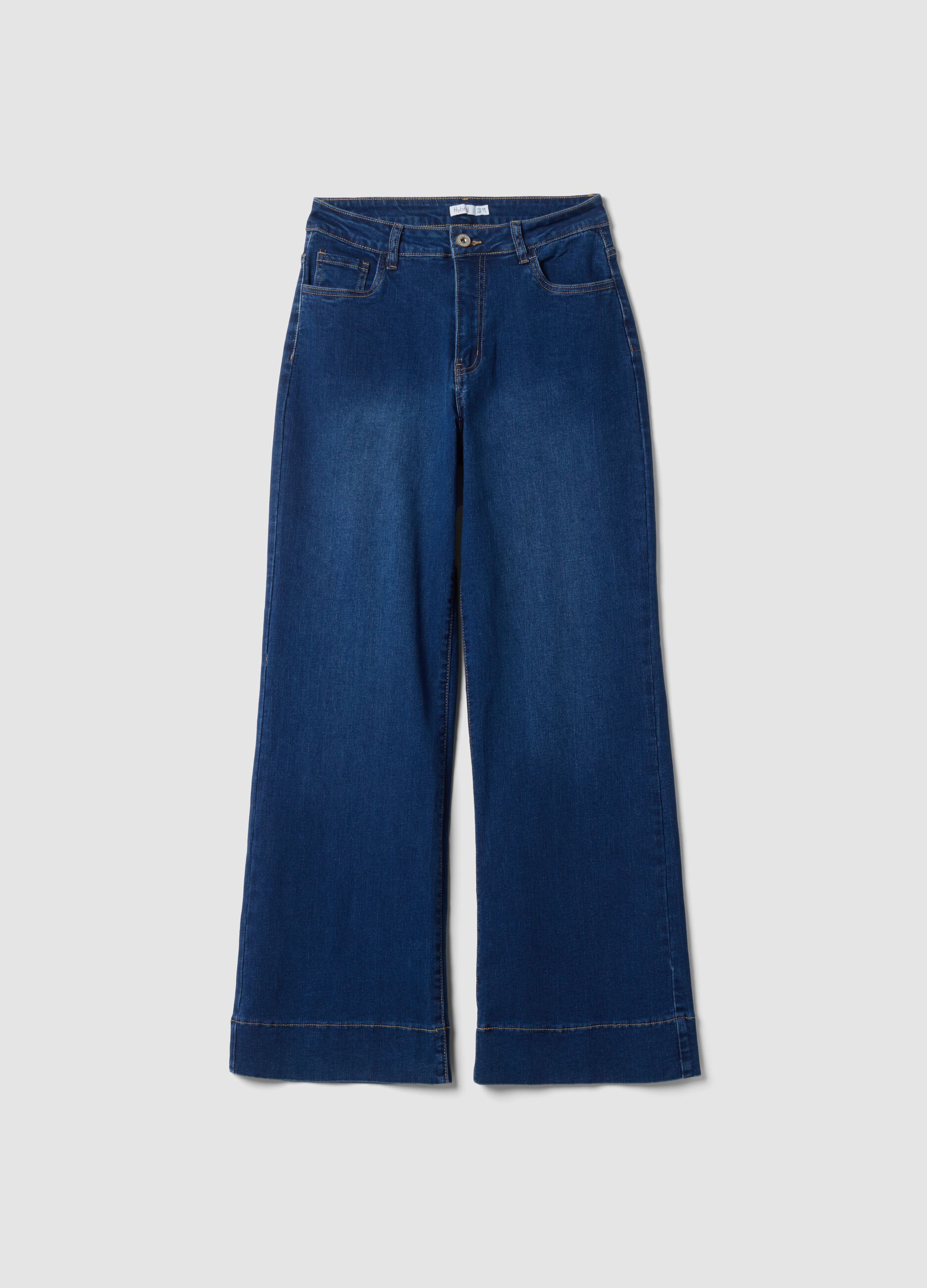 Regular-fit stretch cotton denim trousers