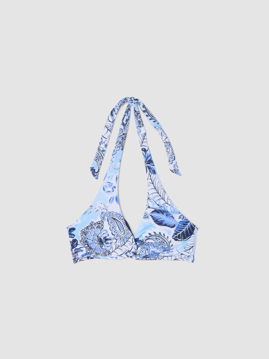 Blue stretch fabric bikini top_4
