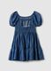 Vestito in puro lyocell blu da bambina regular fit con elastico_1