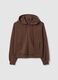 Brown modal blend regular fit hoodie with full zip_4