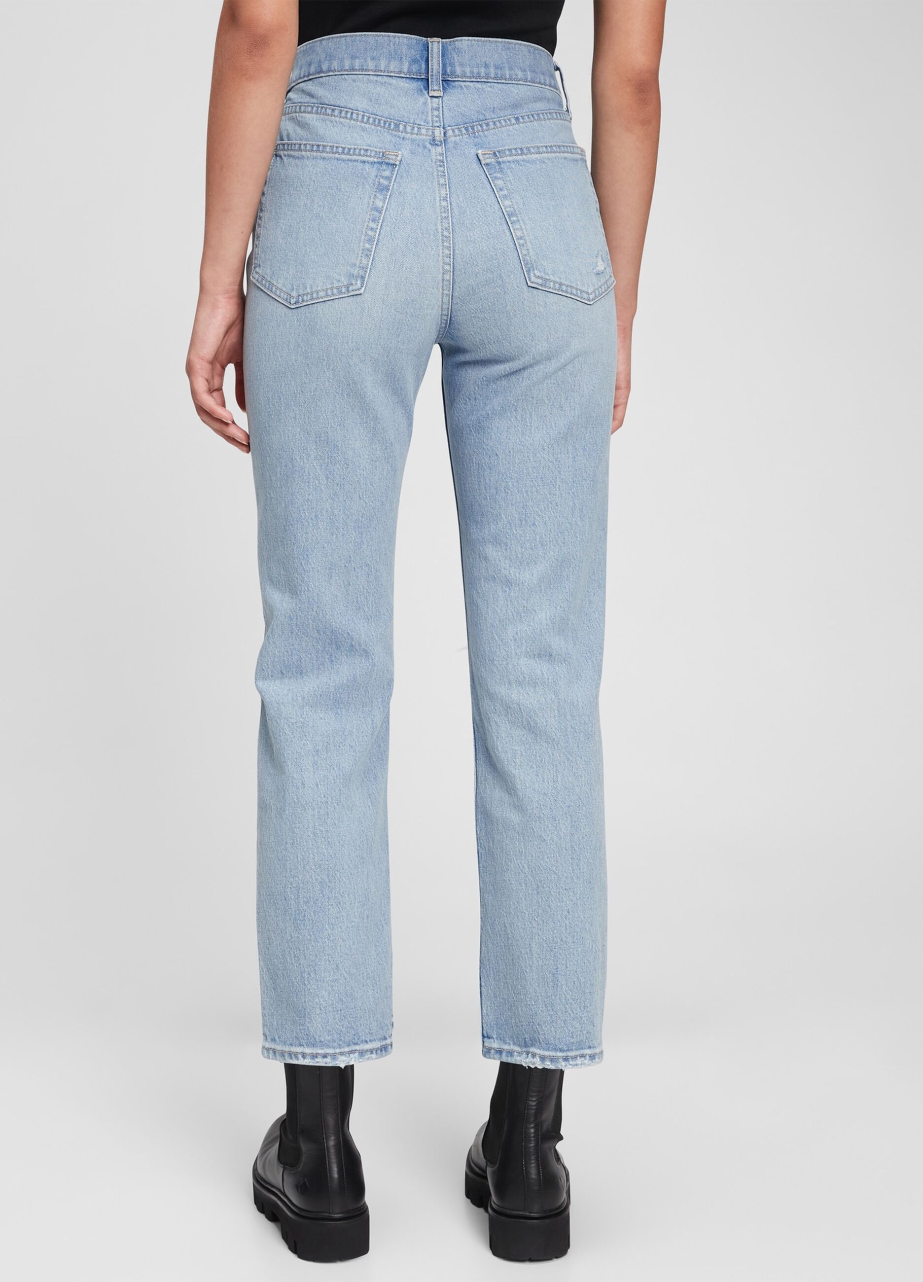 Straight-fit jeans with abrasions