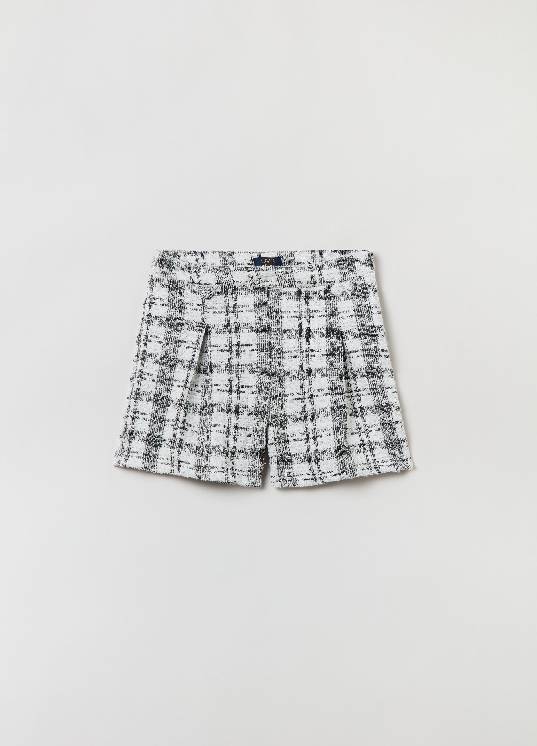 Tweed shorts with check pattern
