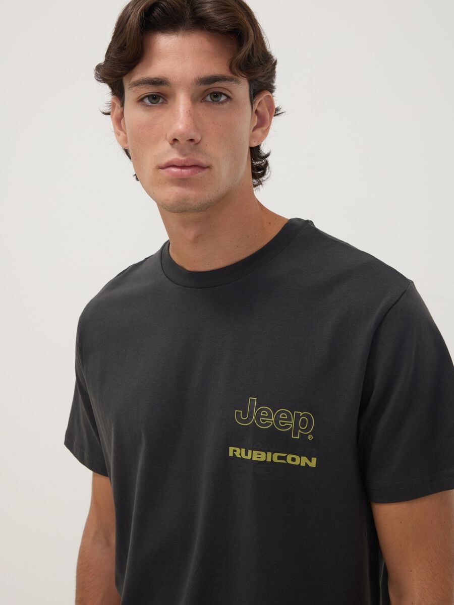 Grey pure cotton Jeep print T-shirt_1