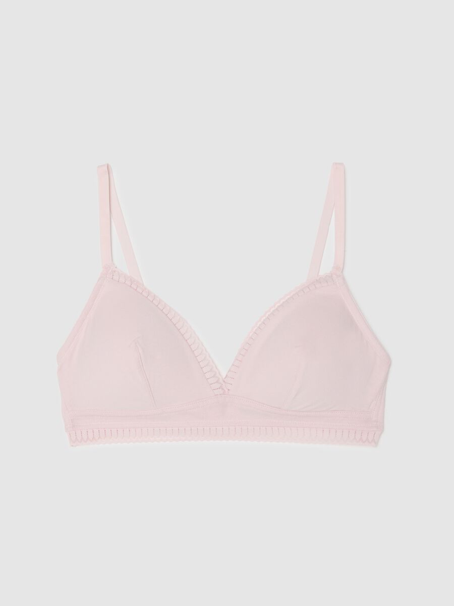 White Stretch Cotton Triangle Bra_0