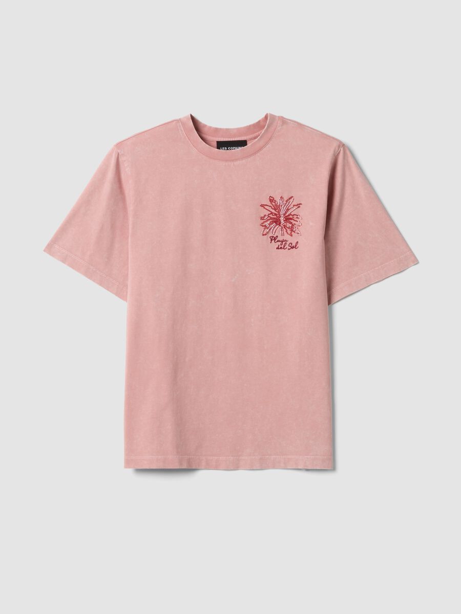 Camiseta rosa de algod&oacute;n puro con bordado_0