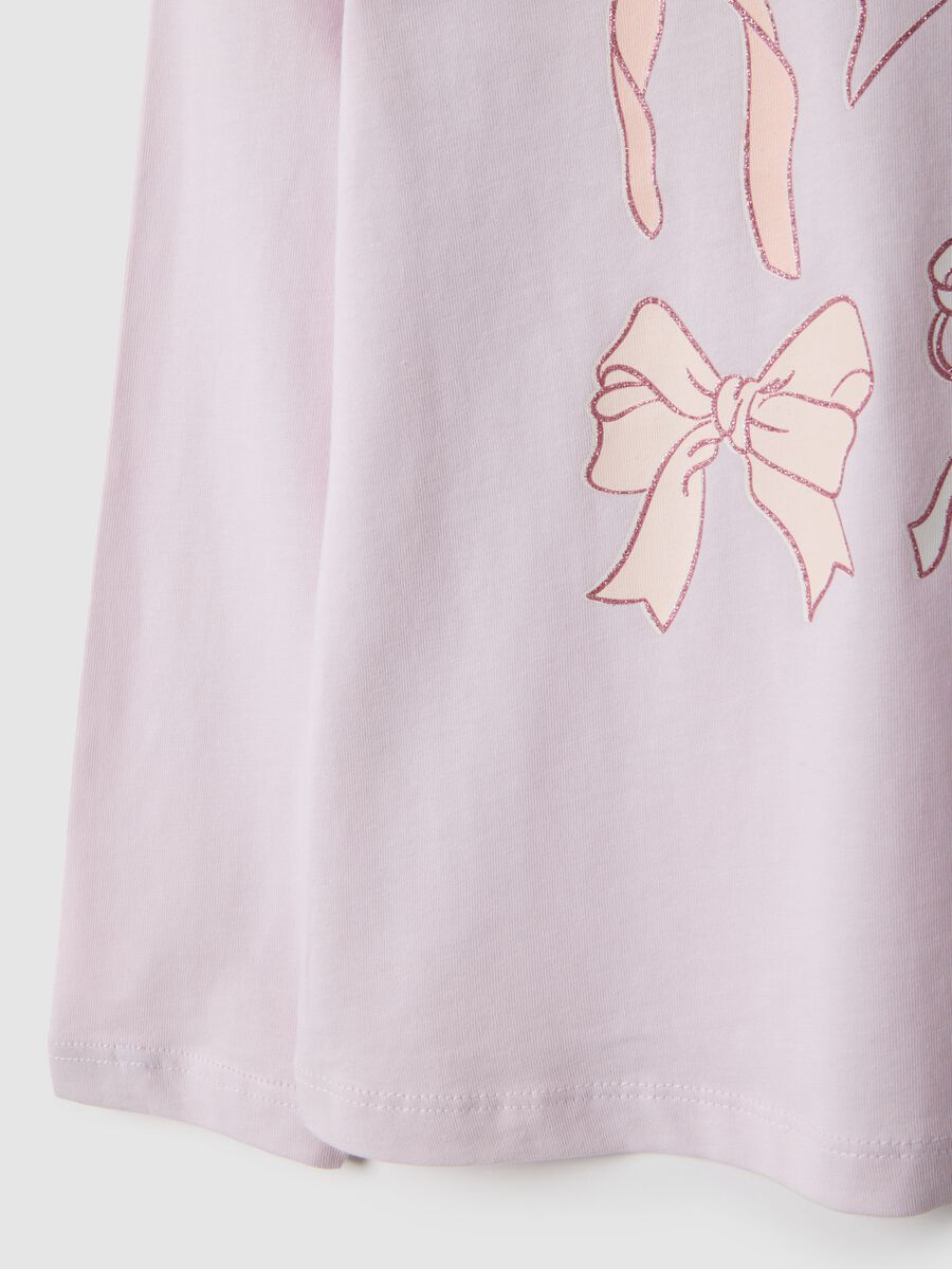 Purple pure cotton t-shirt with bows for girls_3