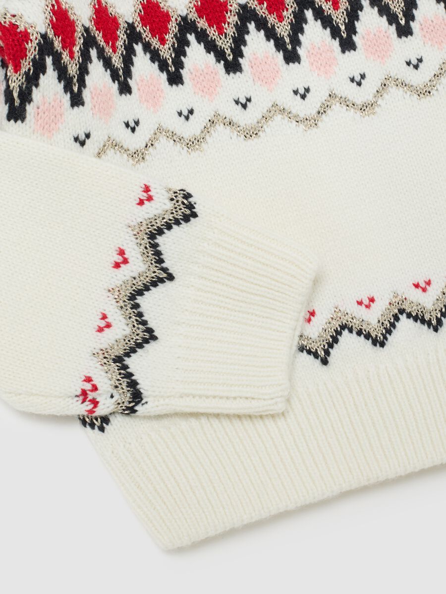 Girls' colourful regular fit sweater with jacquard pattern_3