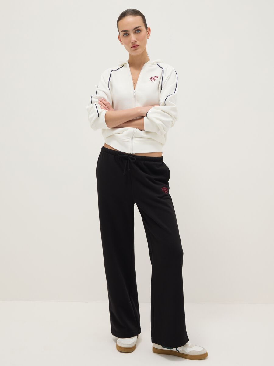 White Hooded Zip Cotton Blend Relaxed Fit Sweatshirt_2