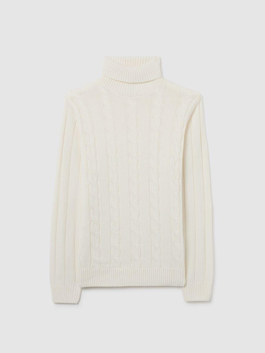 White turtleneck sweater regular fit with jacquard pattern_4