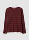 T-shirt marrone a righe in puro cotone con girocollo_4