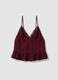 Burgundy viscose-linen blend lace top, regular fit_4