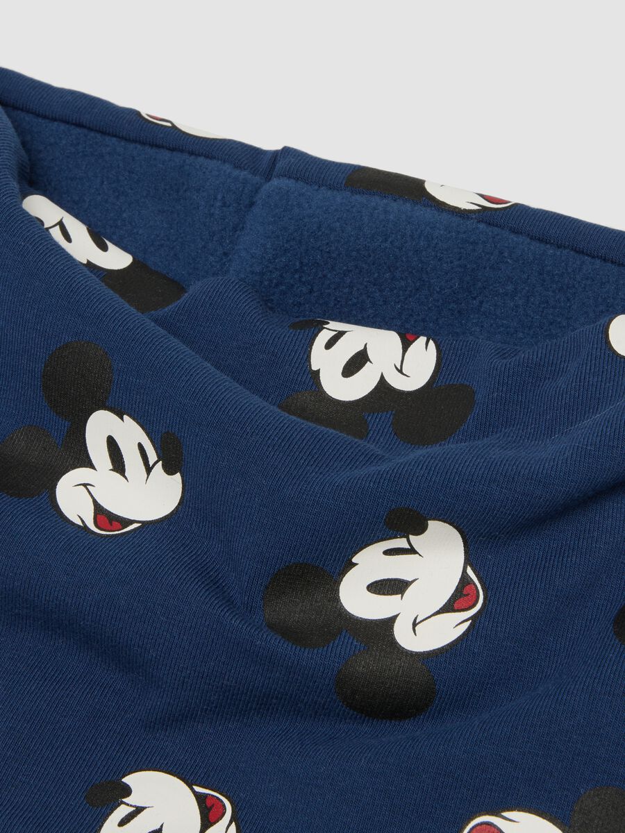 Cachecol azul em algod&atilde;o org&acirc;nico el&aacute;stico com estampado do Mickey para menino_1