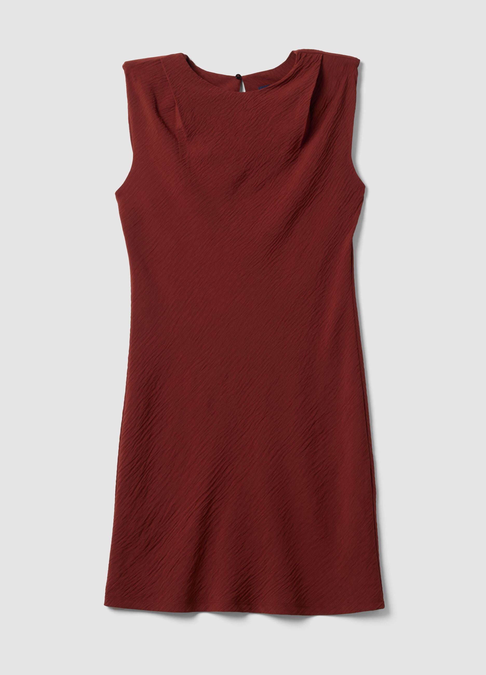 Red fitted dress with ruched detailing