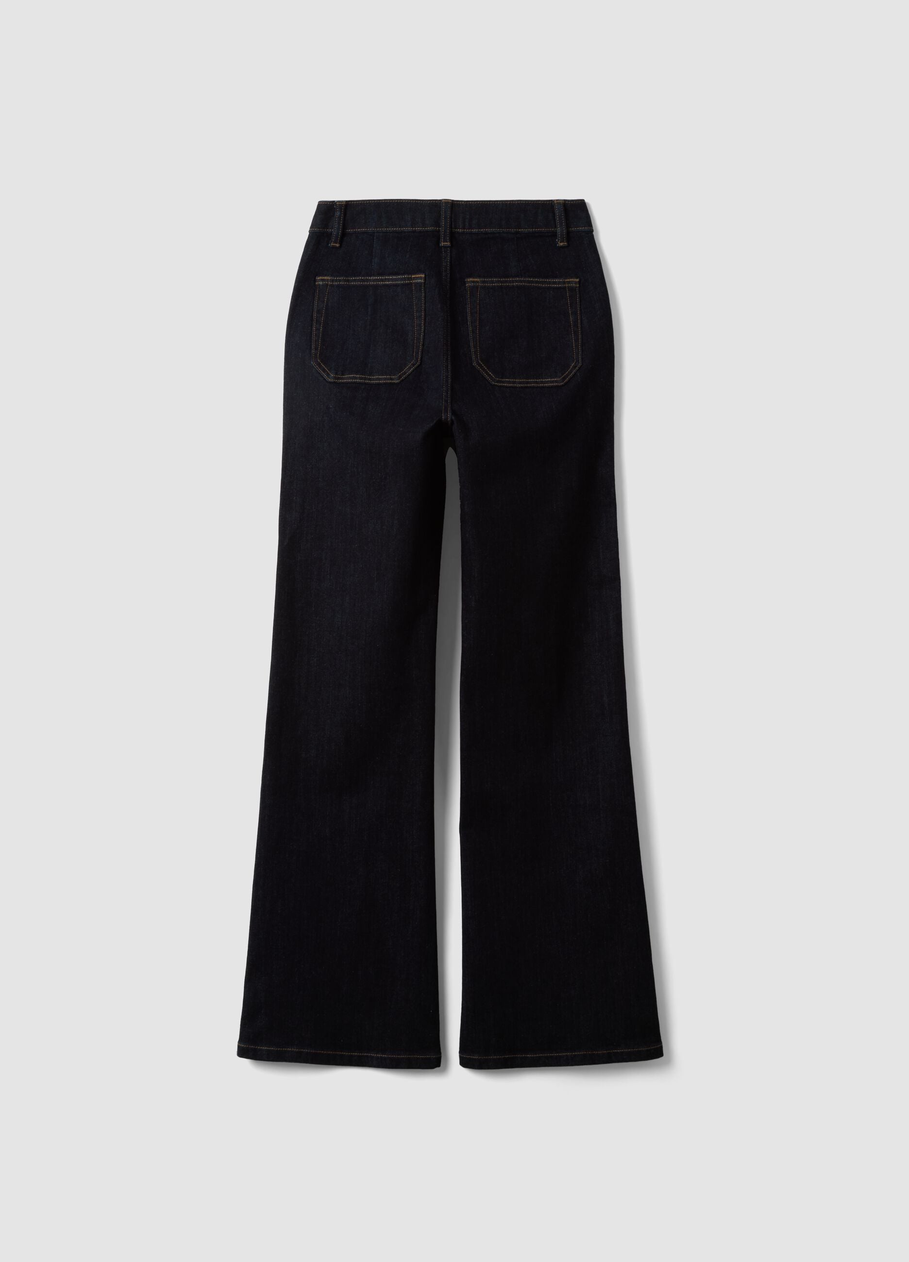 Blaue Flare-Jeans aus Stretch-Baumwolle