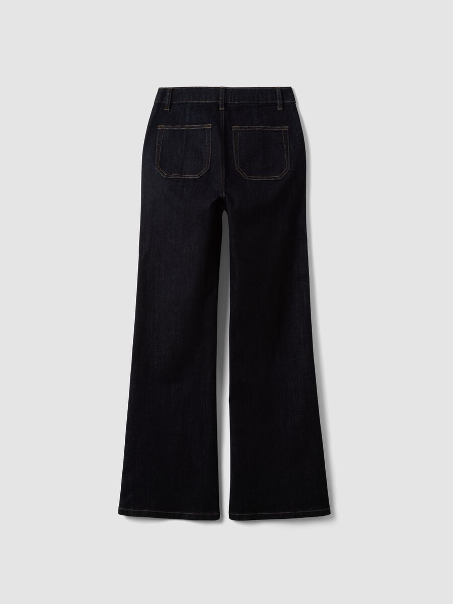 Blue stretch cotton flared jeans_2