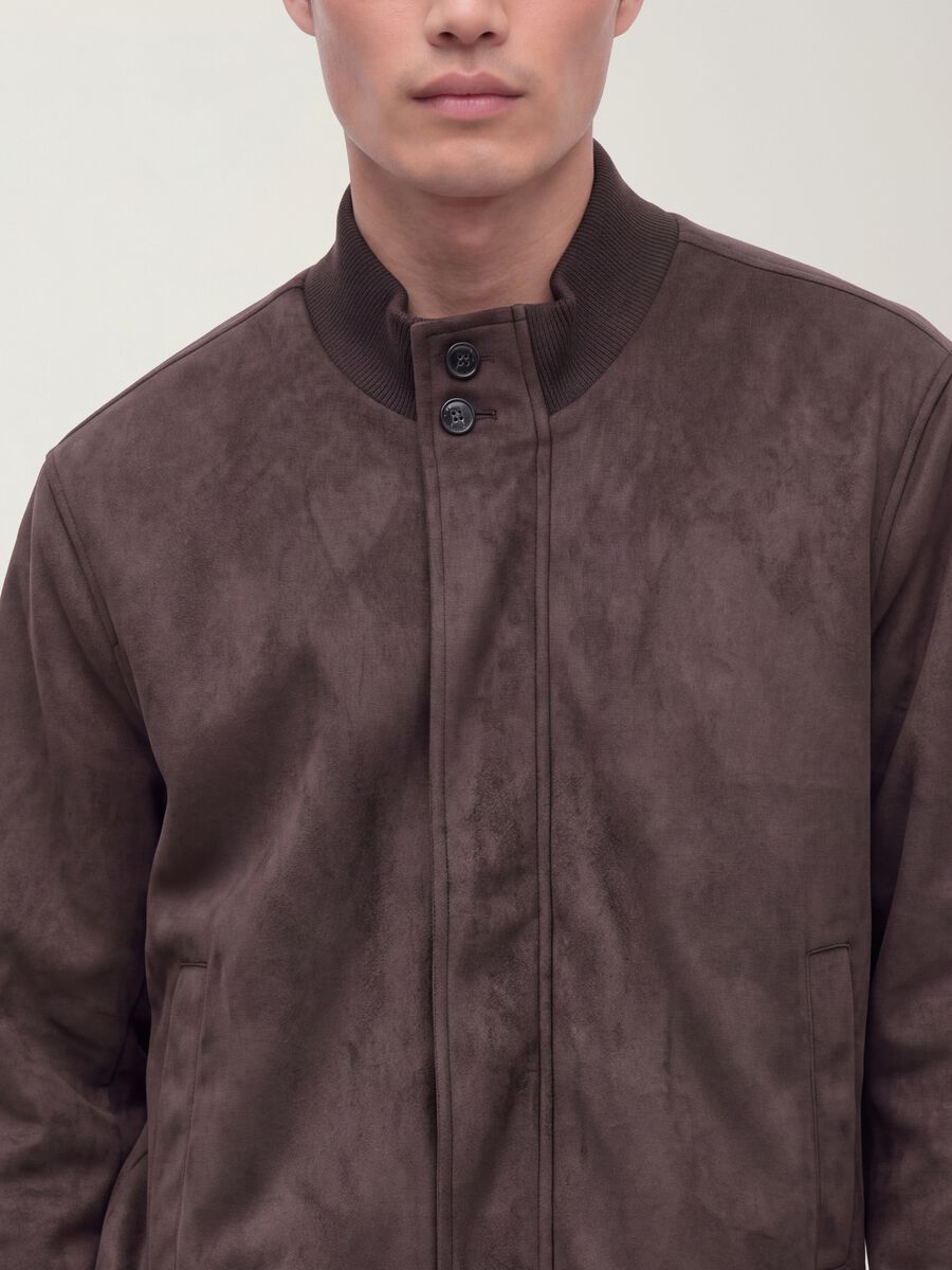 Brown regular-fit jacket with zip_2