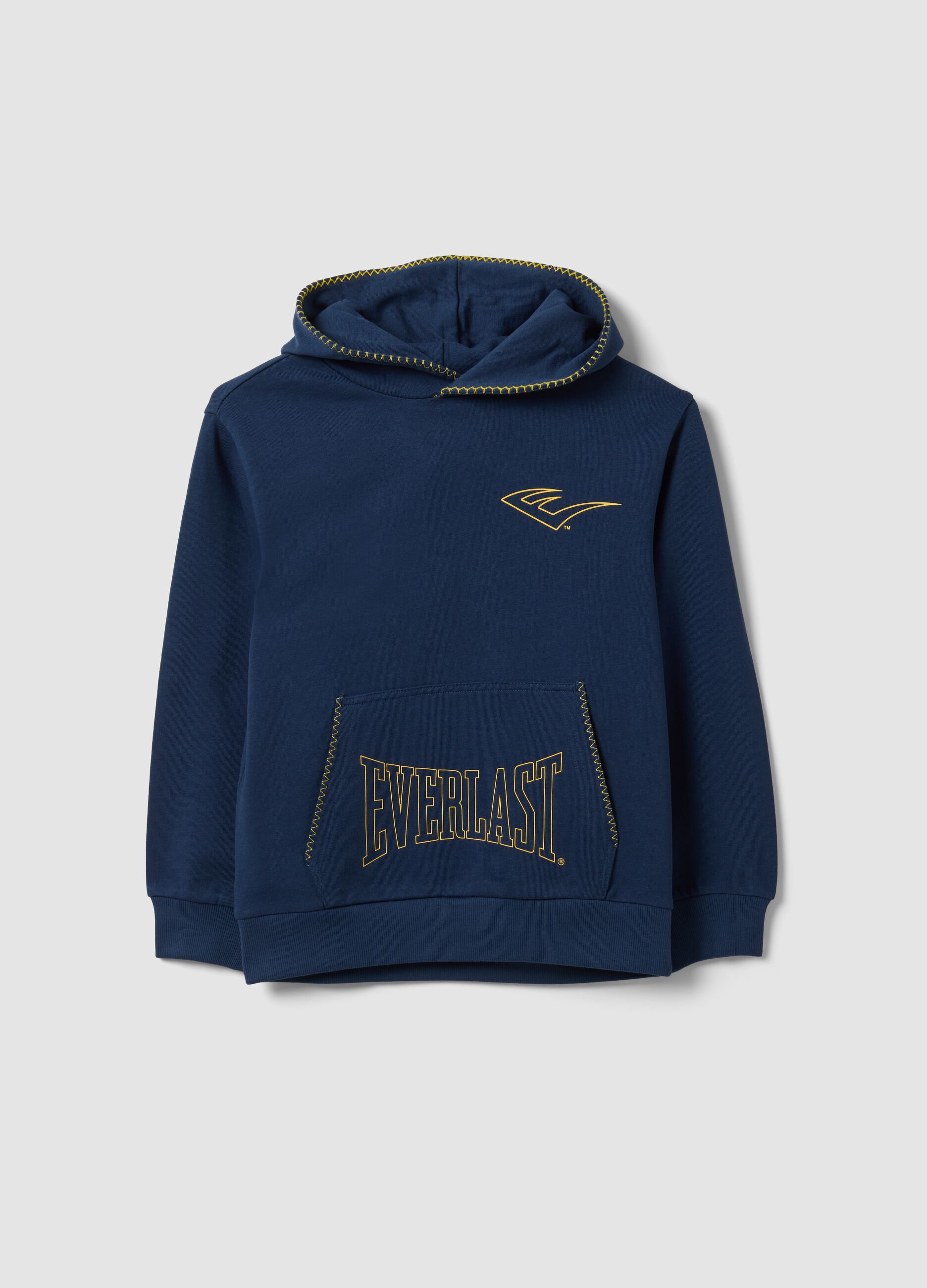 Blue pure cotton hooded sweatshirt, regular fit for boys