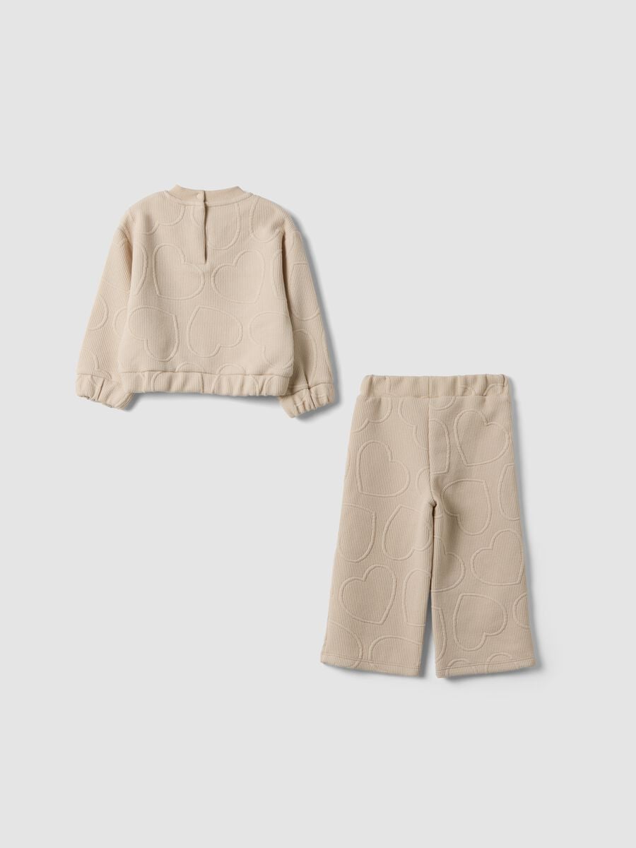 Beige over-fit stretch viscose crew-neck set_1