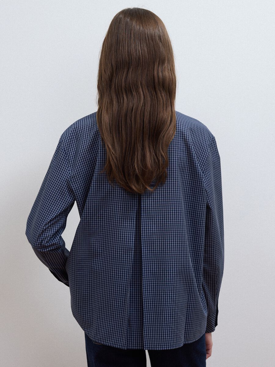 Camicia blu in misto cotone e lyocell a quadretti regular fit_3