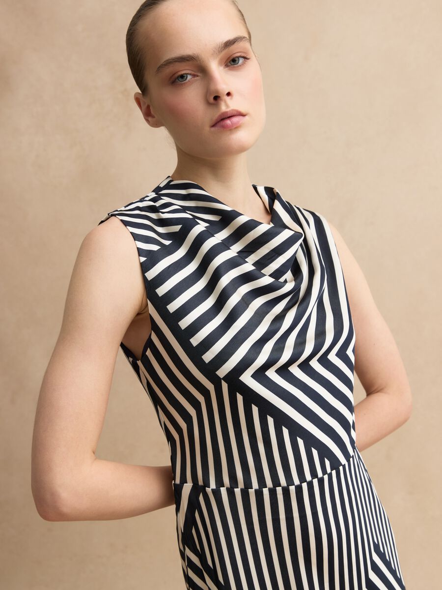 Sleeveless dress in multicolour striped viscose blend regular fit_3