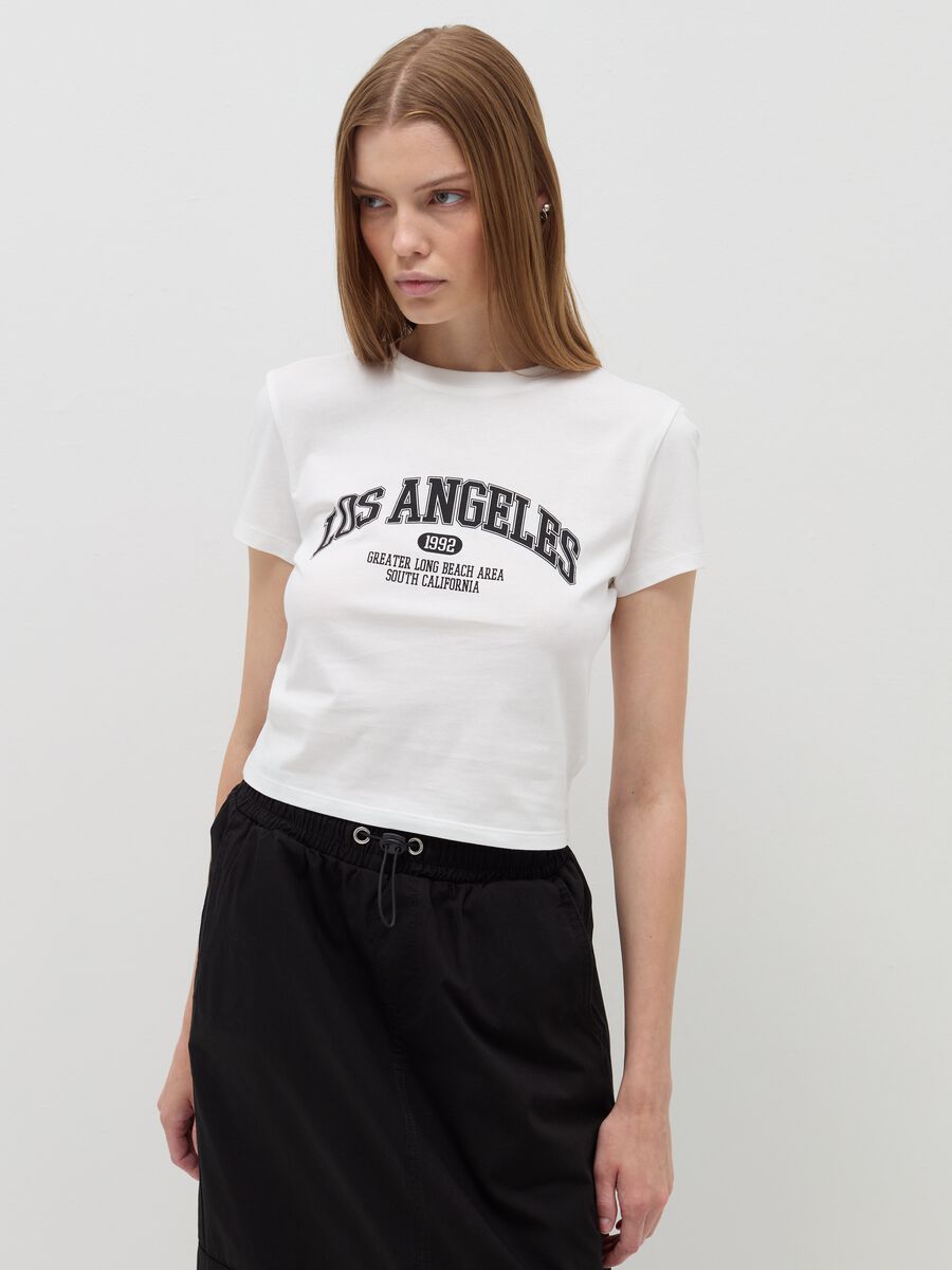 Crop T-shirt in cotton_0