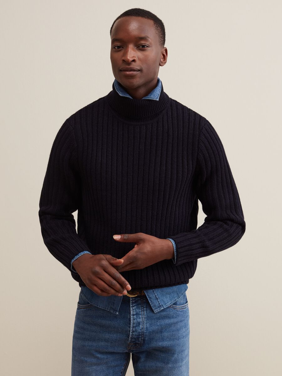 Ribbed pullover with high neck_0