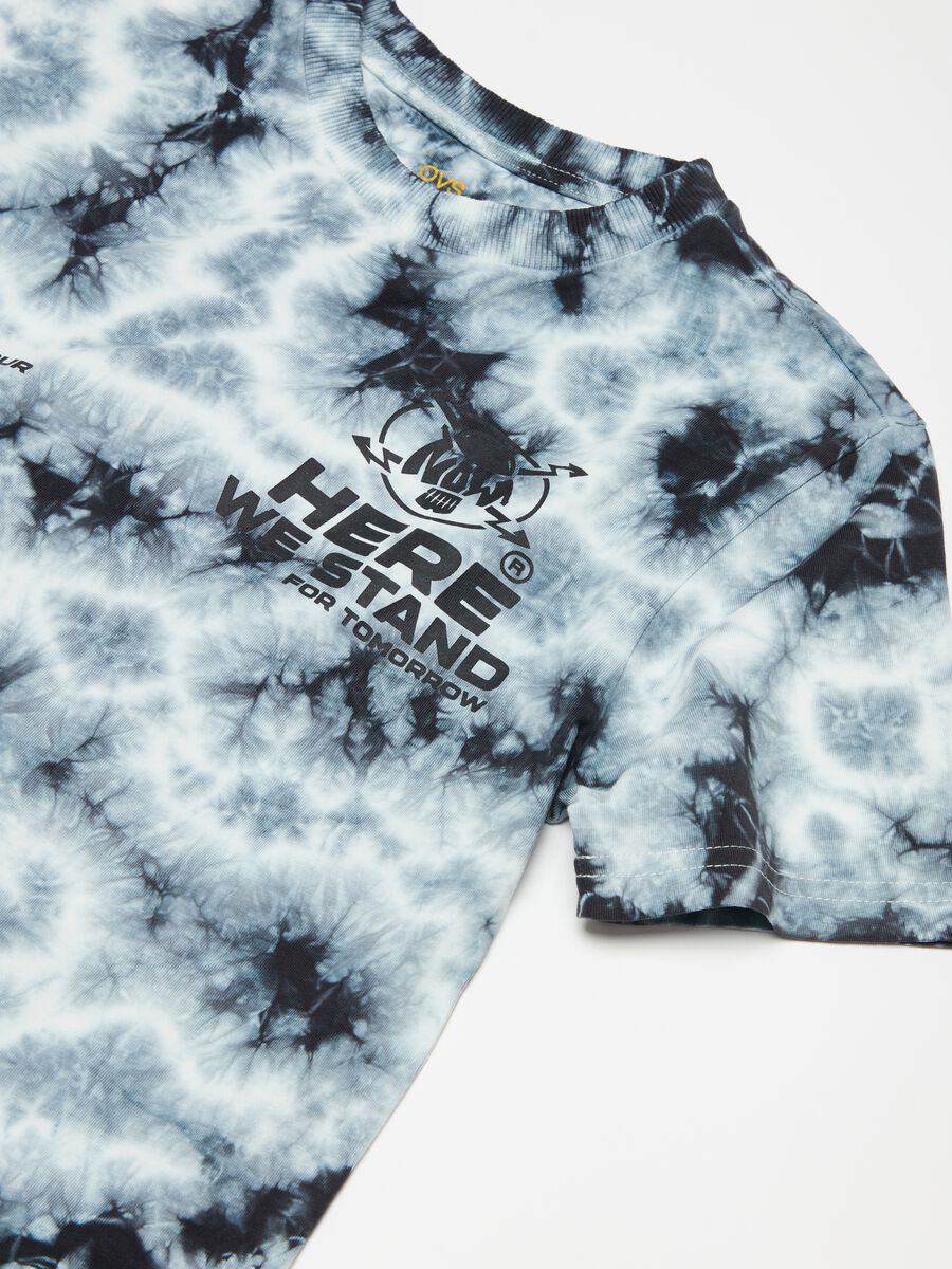 Tie-dye cotton T-shirt with lettering print_2