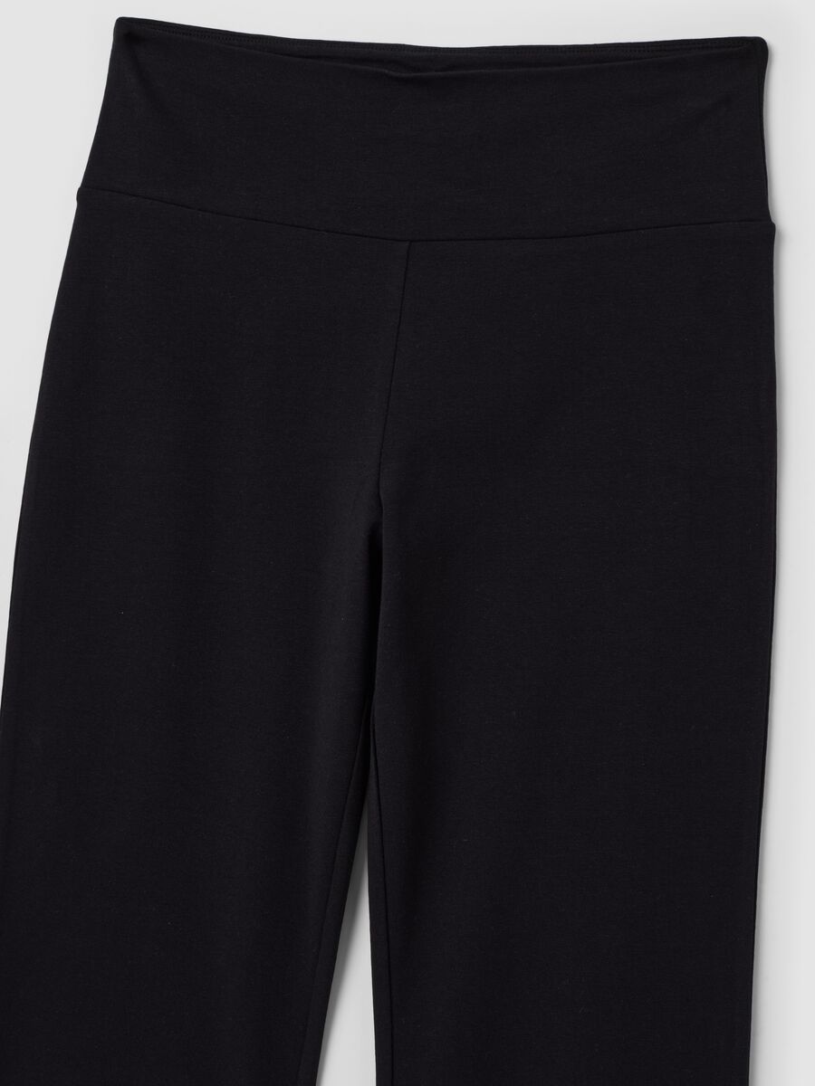 Black stretch cotton flared trousers_2