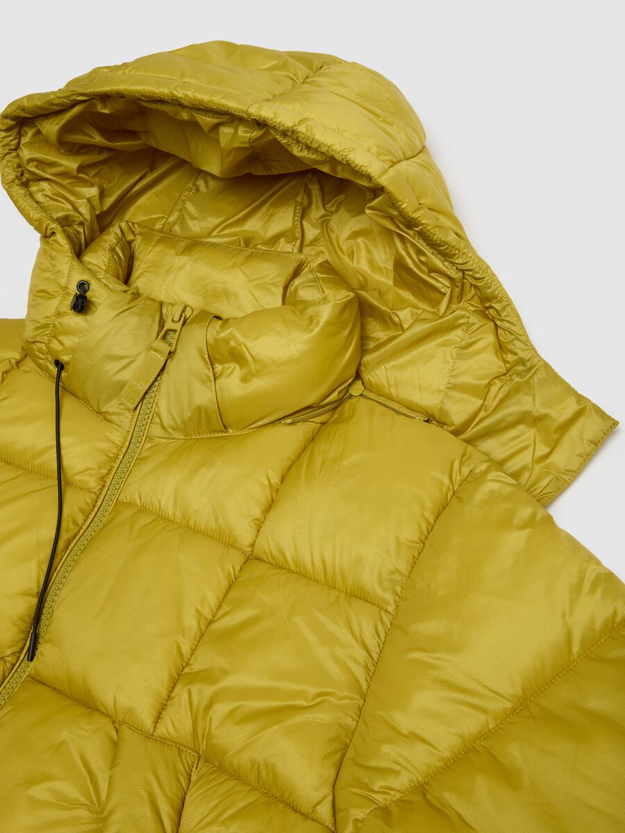 The Iconic Puffer yellow ochre jacket with removable hood_7