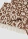 Ivory and light brown animal-print scarf with fringes_2