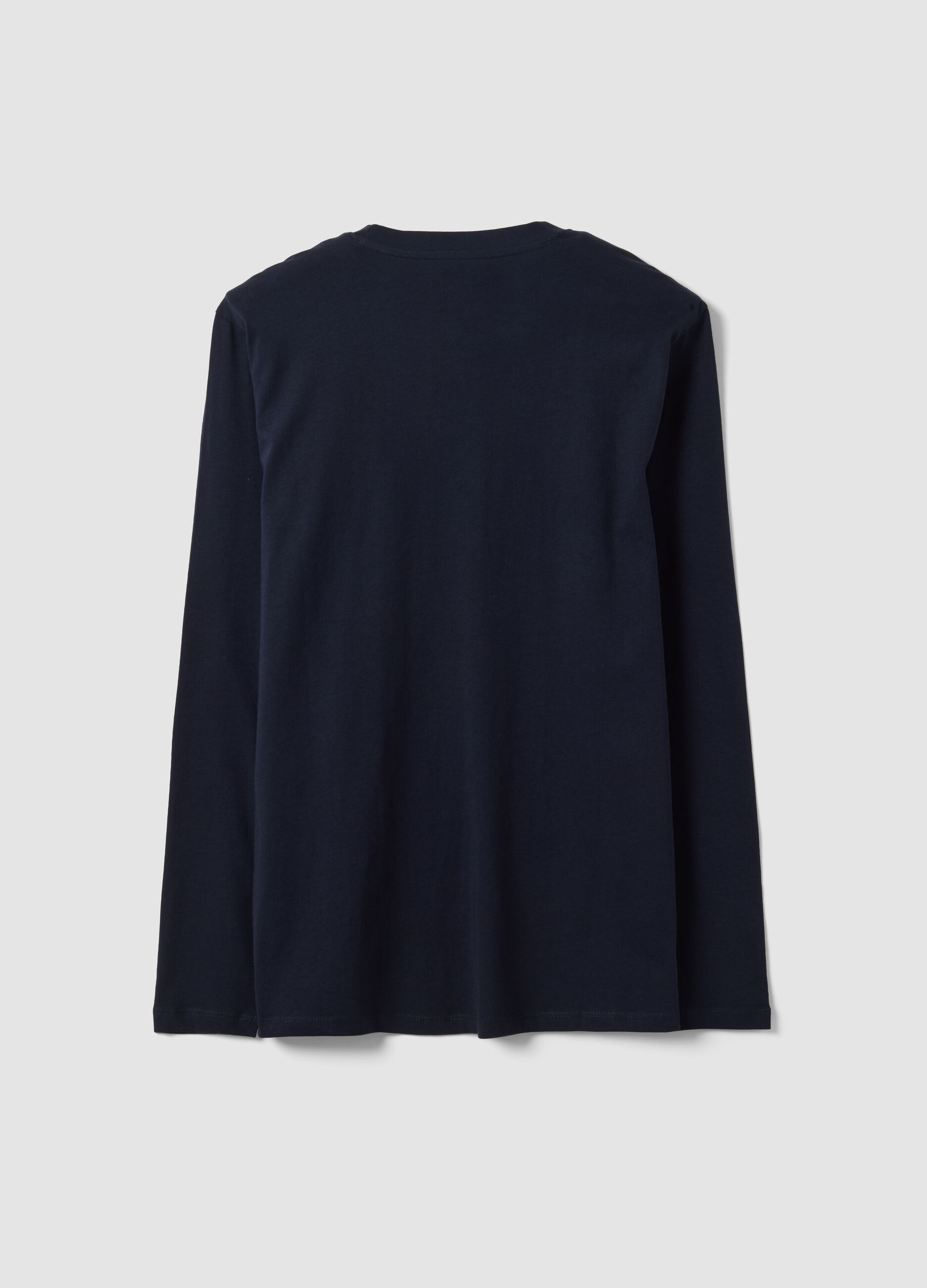 Men&rsquo;s Blue Long-Sleeve Crew-Neck T-shirt in 100% Organic Cotton