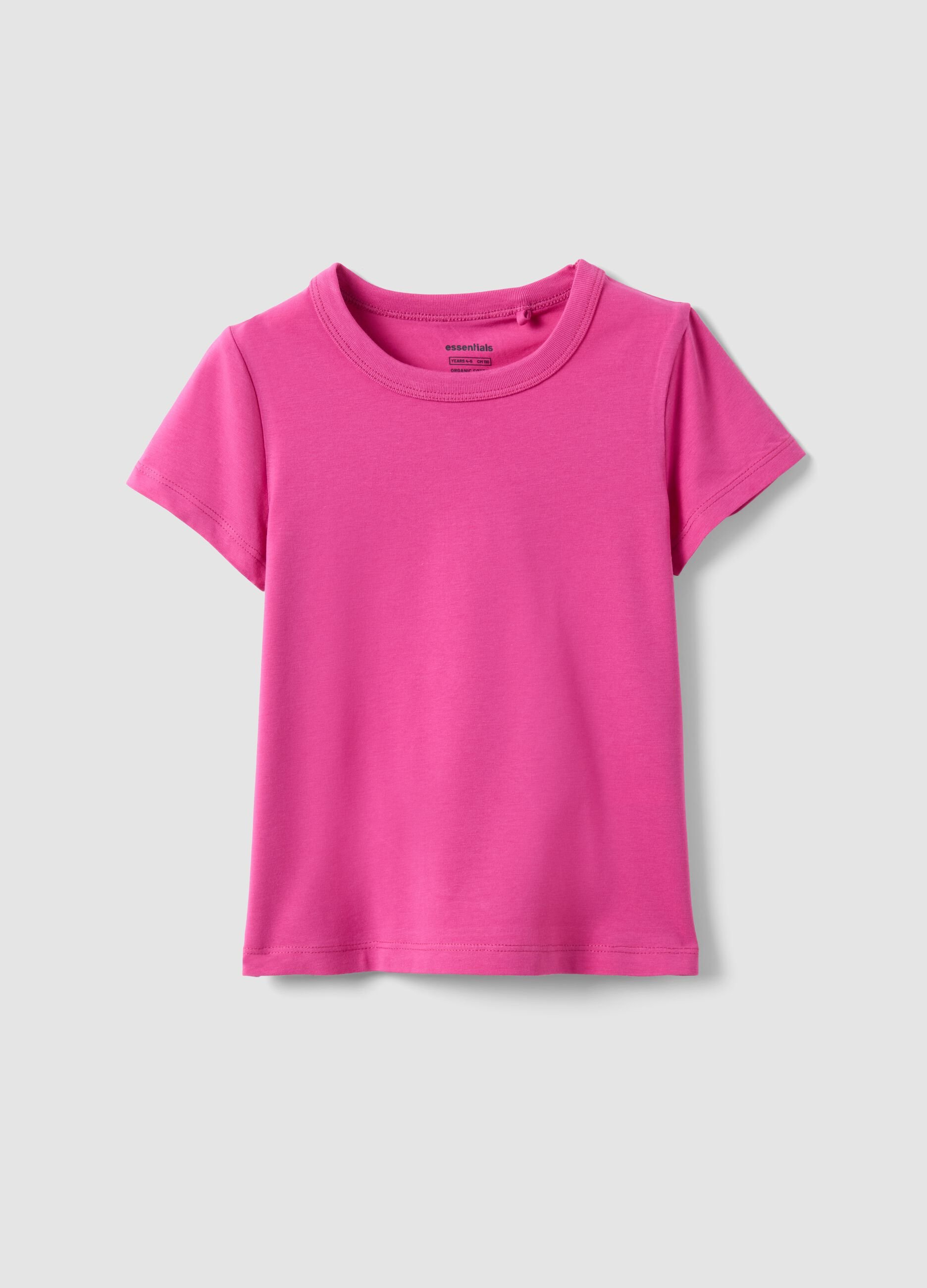 Girls&rsquo; pink stretch cotton T-shirt, regular fit