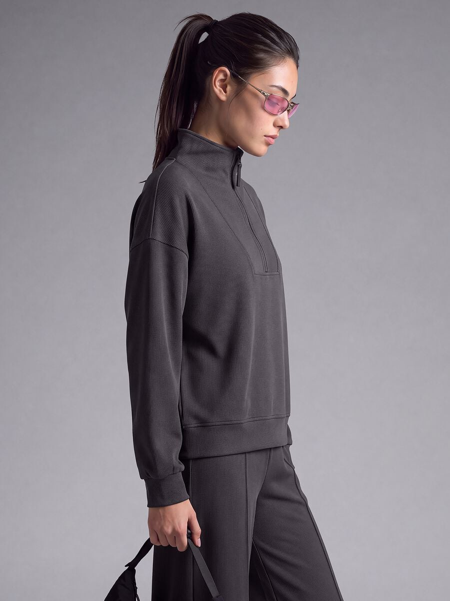Grey stretch modal crew-neck sweatshirt ALTAVIA STUDIO_0