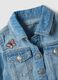 Blue regular fit pure cotton denim jacket with embellishments_3