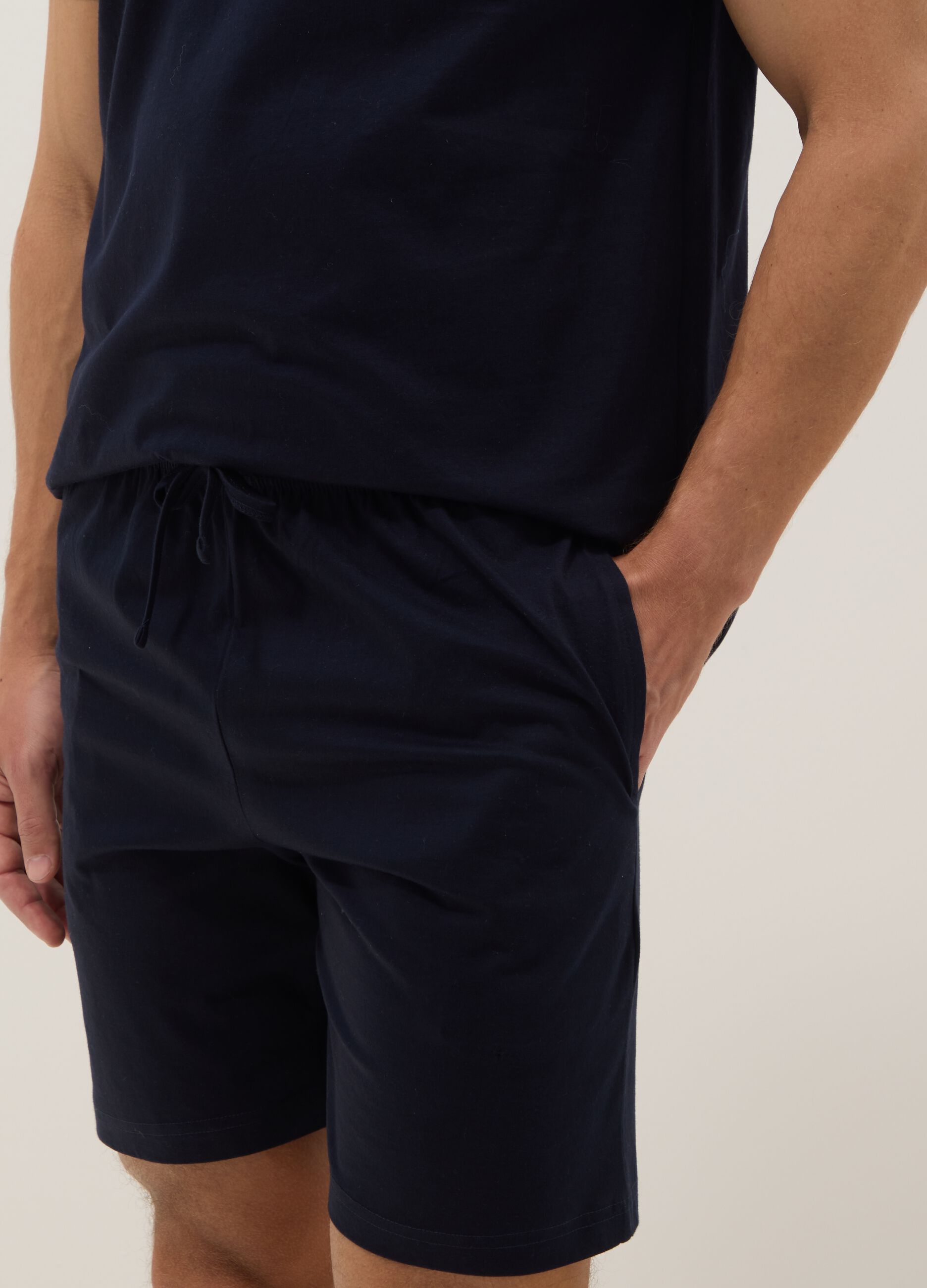 Navy mercerised pure cotton pyjamas