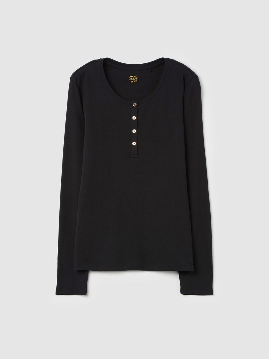 Long-sleeved T-shirt with granddad neckline_4