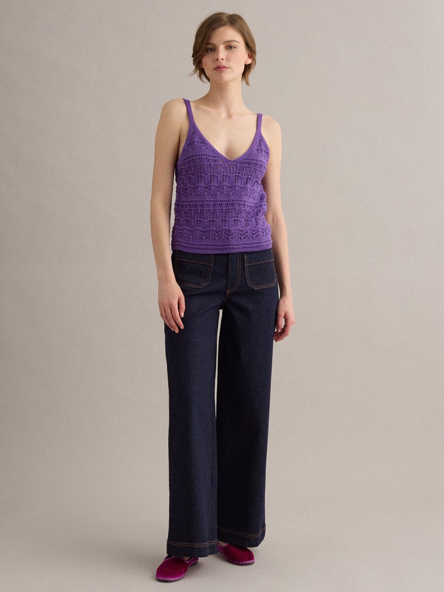 Purple pure cotton regular-fit knitted tank top_1