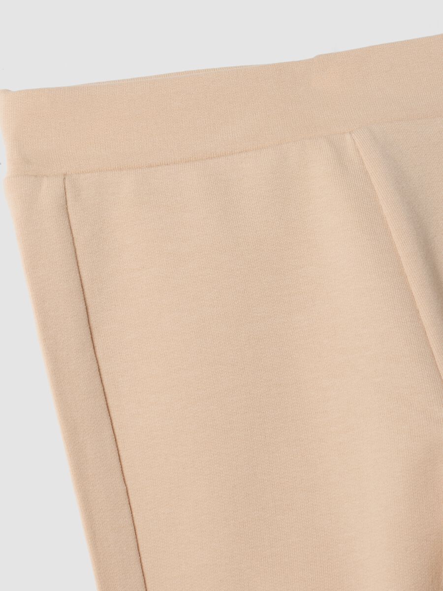 Beige organic stretch-cotton flared leggings_2