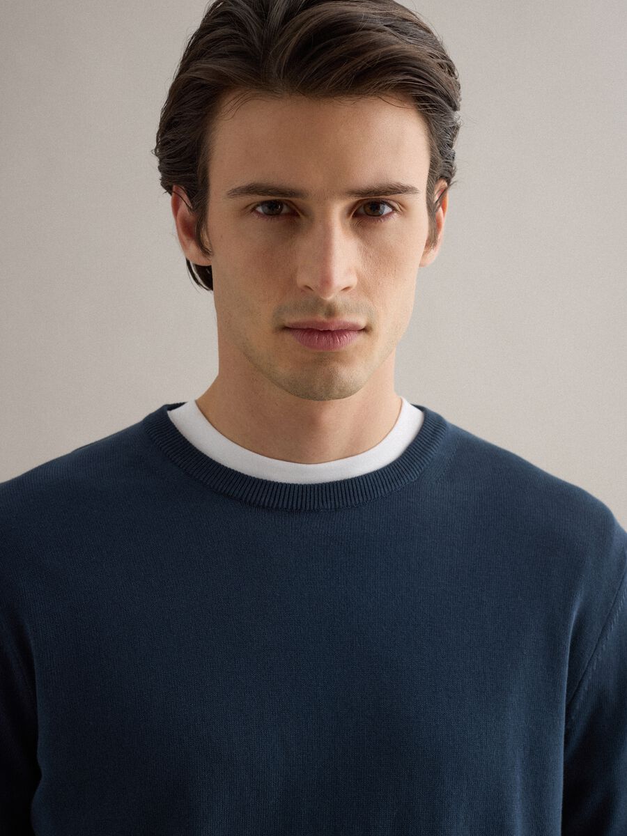 Blue Cotton Jumper, Regular Fit_3